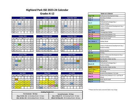 Highland Park Schools Calendar