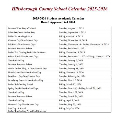 Hillsborough Calendar 2025