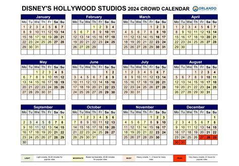 Hollywood Studios Crowd Calendar