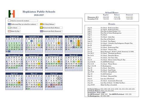Hopkinton School Calendar