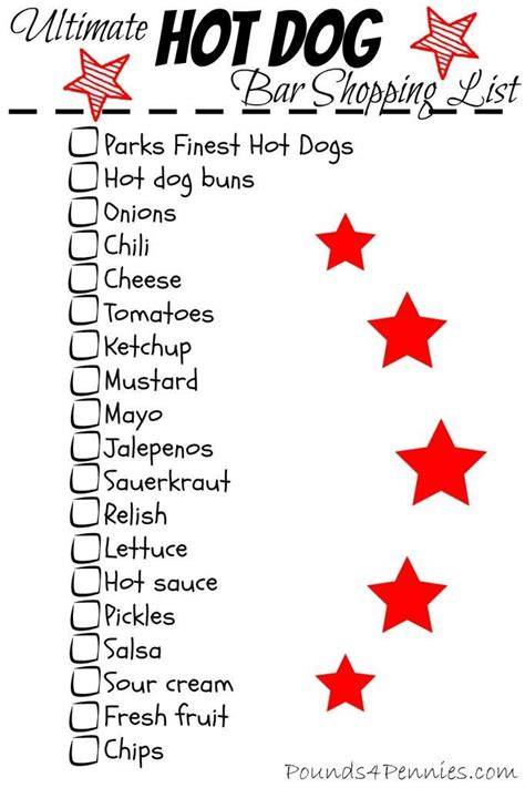 Hot Dog Bar Menu Printables