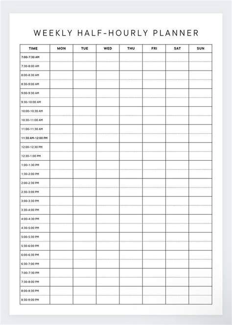 Hour By Hour Planner Printable