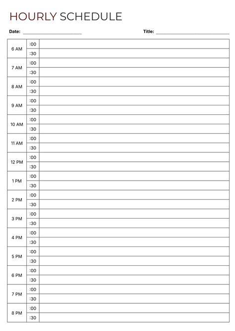 Hour By Hour Schedule Printable