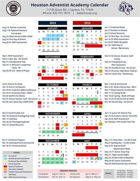 Houston Academy Calendar