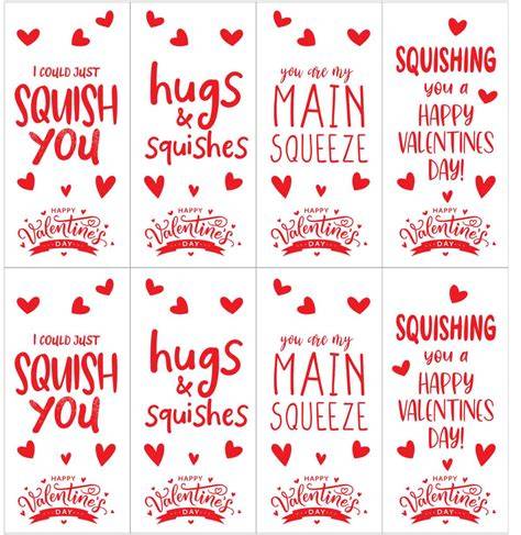 Hugs And Squeezes Valentine Printable Free