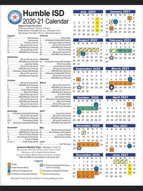 Humble Isd 2020 21 Calendar