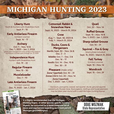Hunting Calendar Michigan