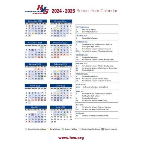 Huron Valley Schools Calendar