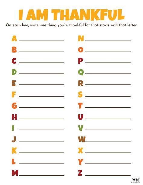 I Am Thankful For Printables