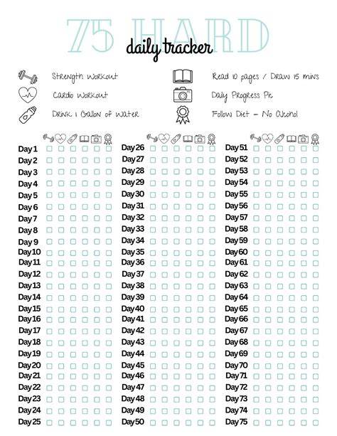 75 hard calendar