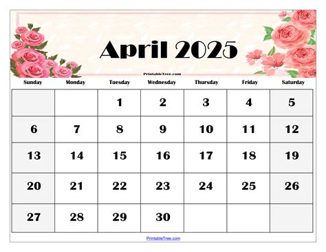 calendar for april 2025