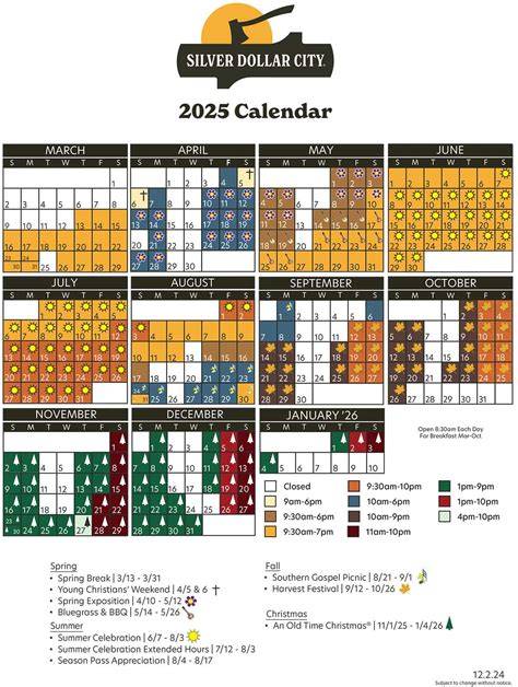 silver dollar city 2025 calendar