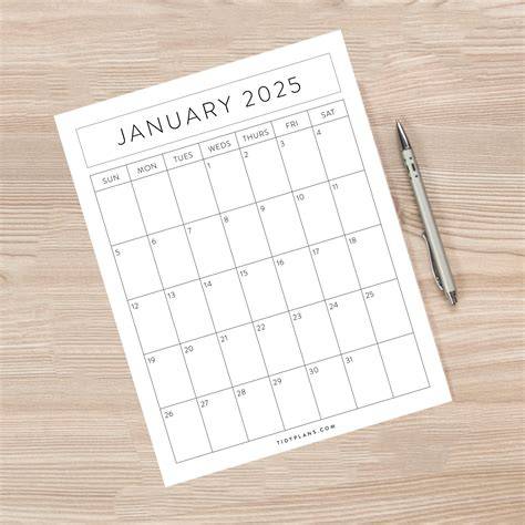 blank calendar 2025