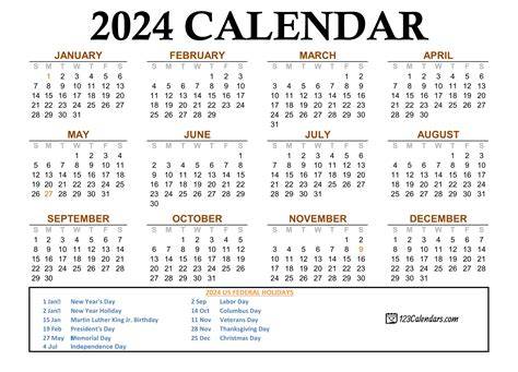 calendar 2024 with holidays