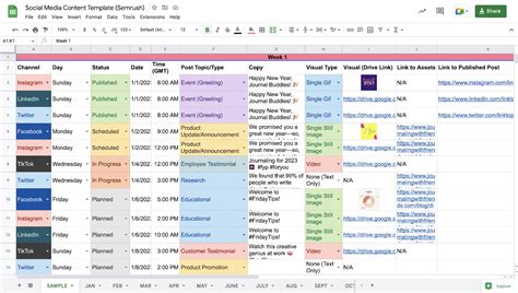 content calendar template google sheets