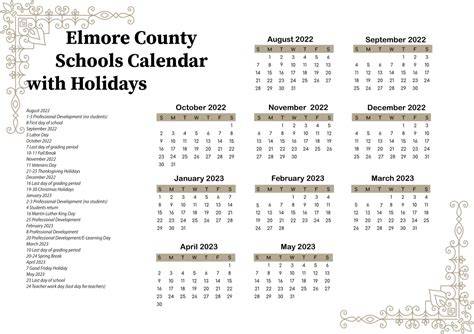 elmore county school calendar