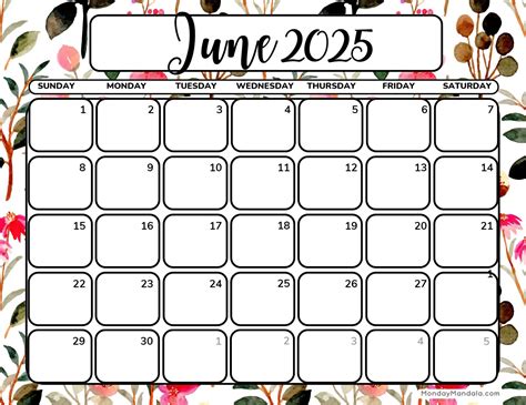 june 2025 calendar
