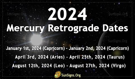 mercury retrograde calendar 2024