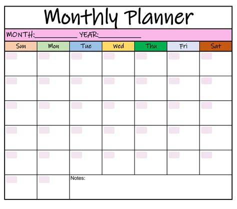 monthly calendar for planning