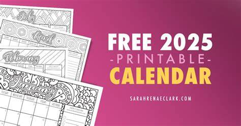 coloring calendar 2025