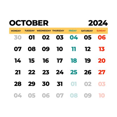 Image Of October 2024 Calendar