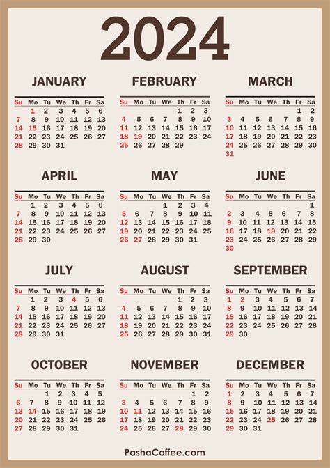 2024 printable calendar one page
