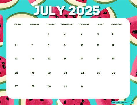 july 2025 printable calendar
