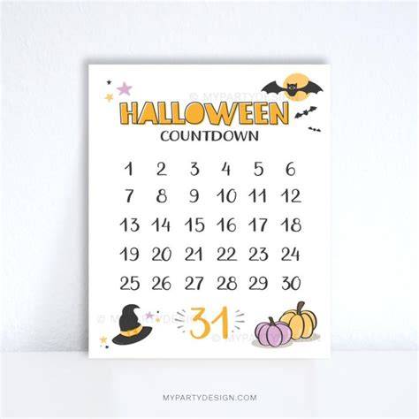 calendar of halloween