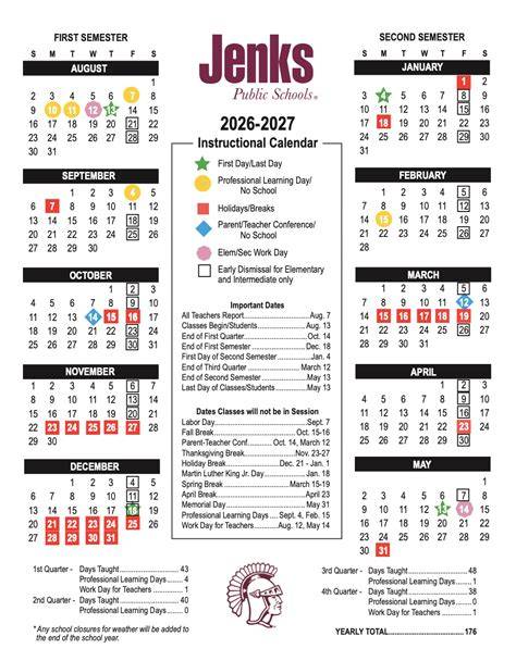 Jenks School Calendar