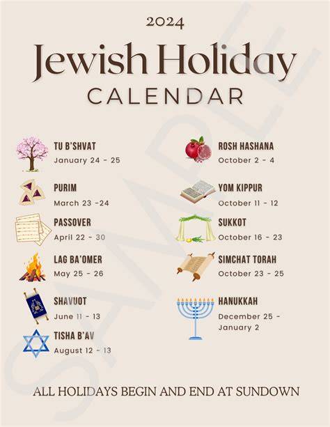 Jewish Holidays 2024 Calendar