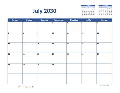 July 2030 Calendar