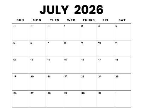 July 26 2024 Calendar