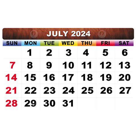 July And August Calendar 2024