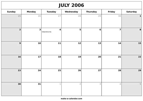 July Calendar 2006