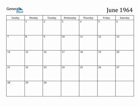 June 1964 Calendar