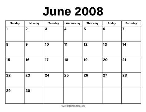 June 2008 Calendar