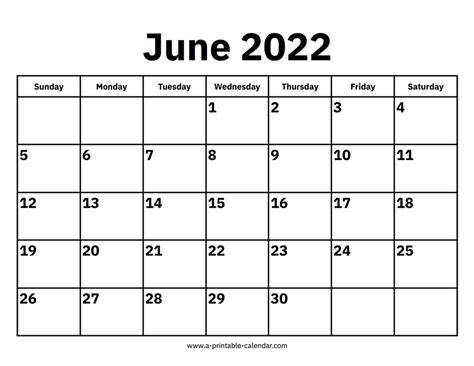 June Calendar 2022
