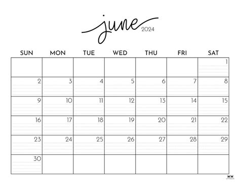June Calendar Month