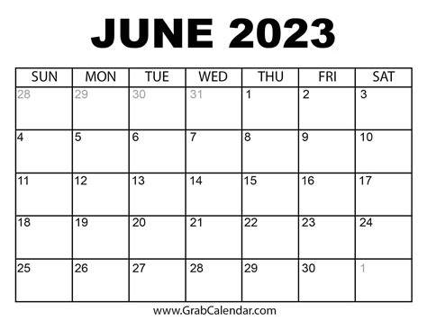 June Calender 2023