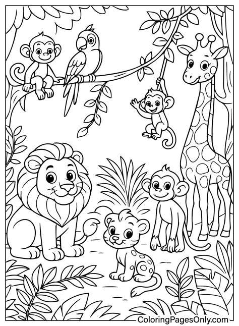Jungle Animal Coloring Sheets