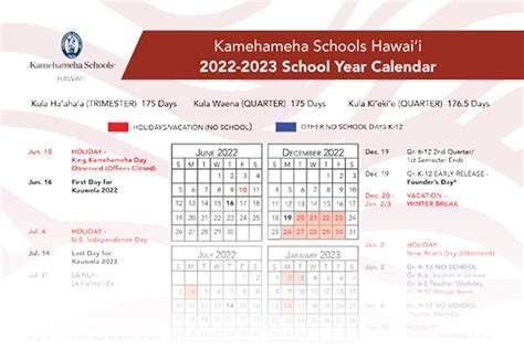 Kamehameha School Calendar 2025 2026
