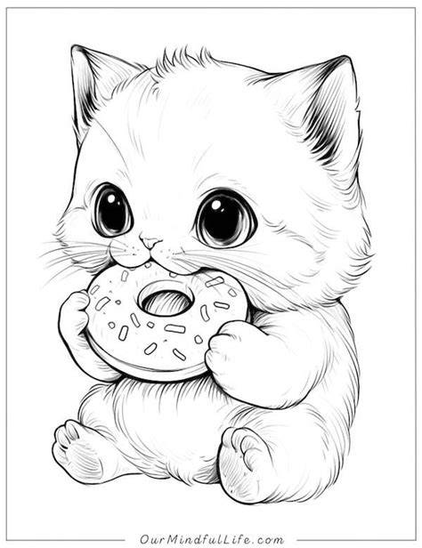 Kawaii Cat Easy Cute Cat Coloring Pages