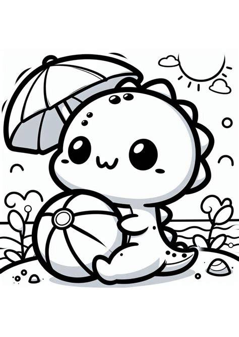 Kawaii Dinosaur Coloring Pages