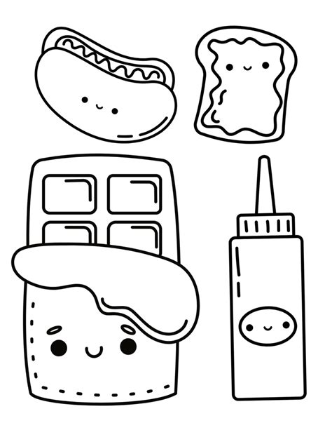 Kawaii Easy Cute Food Coloring Pages
