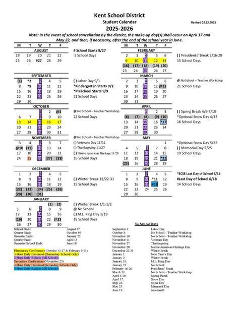 Kent Schools Calendar