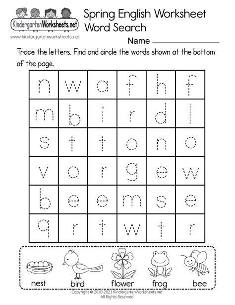 Kindergarten English Worksheets Free Printables