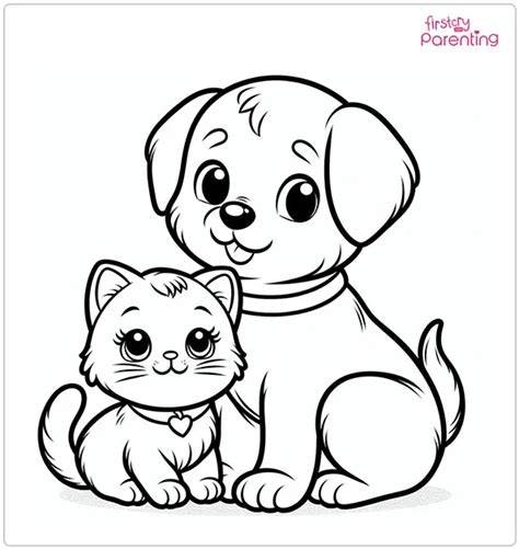 Kitty And Puppy Coloring Pages