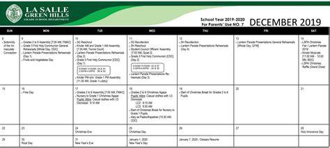 La Salle University Academic Calendar
