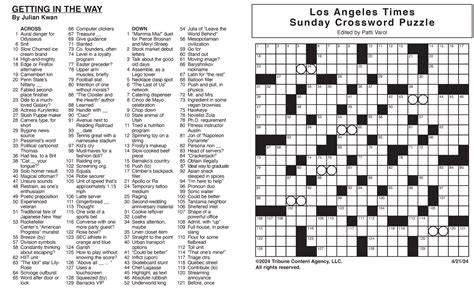 La Times Crossword Puzzle Printable