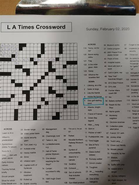 La Times Printable Crosswords